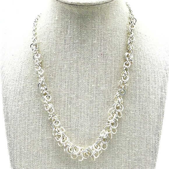 Necklace and Earrings Set Multichain Silver Tone Original Card Classic Career - Picture 1 of 7